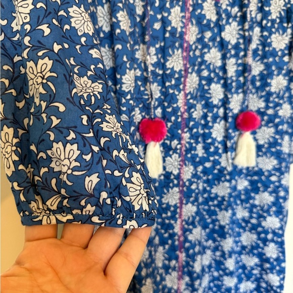 NWOT J. Crew Blue & White Print Midi with Pink Embroidery in XS & Matching Belt - Picture 7 of 12